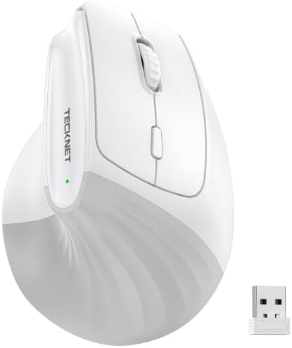 TECKNET Vertical Ergonomic Wireless Bluetooth Mouse, Silent Rechargeable Bluetooth Mouse(BT 5.0/5.0+2.4G), 5-Level 4800 DPI, 200H Long Battery Life, Compatible with Windows/Mac/Linux/Android/Chrome