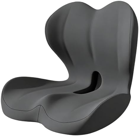 Orthopedic Cushion L-Shaped Memory Foam Seat Cushion, Ergonomic Office Chair Cushion with Lumbar Support for Desk, Car, Wheelchair (C-Black)