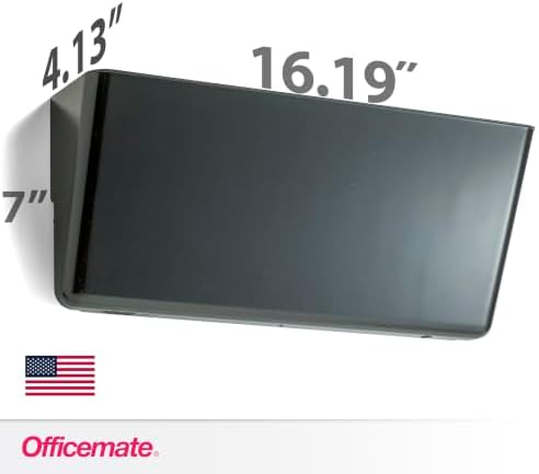 Officemate Legal-Size Wall File, Single, Black Wall-Mountable Plastic Document Organizer for Folders, Forms and Mail, 16.19 x 4.12 x 7-Inch
