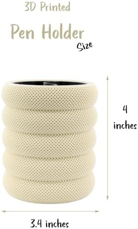 PowerTRC 3D Printed Grideo Pen Holder for Desk – Modern Pencil Cup Organizer, Office Supplies Holder, Classroom Teacher Desk Decor, Home Office Gift, Made in USA (Bone White)