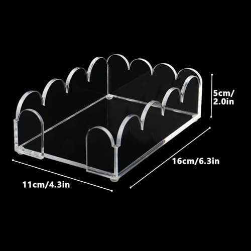 Acrylic Sticky Note Holder 4x6 Inch Clear Scalloped Sticky Notes Dispenser Cute Self-Stick Note Pad Organizer Desk Accessories for Office School Home