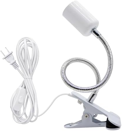Clip Lamp Holder Adjustable Light Bulb Stand Clamp Lights Flexible Clamp Lamp E26/E27 Neck Clip Lighting Fixture Desk Lamp Holder with On/Off Switch Study Reading Lamp (No Bulb)
