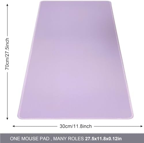 Large Gaming Mouse Pad, Non-Slip Rubber Base, [27.5x11.8IN] Computer Desk Mat for PC, Mac, Laptop - Stitched Edges and Smooth Surface for Office, Home, Work-70x30 LightpurpleJ