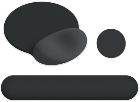 AIMSA Mouse Pad with Wrist Rest Support, Keyboard Wrist Rest Set, Ergonomic Memory Foam Mousepad for Computer Keyboard, Easy Typing and Pain Relief, Black Gray