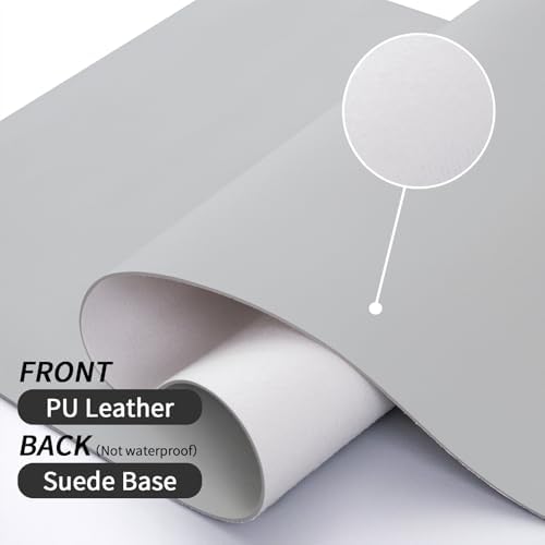 Bloss Leather Desk Pad and Keyboard Wrist Rest, Large Mouse Pad + Keyboard Pad+Mouse Wrist Support, Non-Slip Desk Mat Protector for Office, Home(31.5×15.7 Inches, Light Grey)