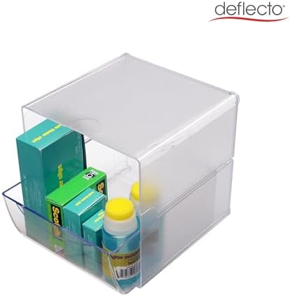 Deflecto Stackable Cube Organizer, Desk and Craft Organizer, 1 Drawer, Clear, Removable Drawer, 6"W x 6"H x 7"D (350801)