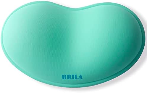 BRILA Ergonomic Silicone Mouse Wrist Rest, Cooling Silica Gel PU Leather Mouse Wrist Support Pad for Office Work and Laptop Computer Gaming (Aquamarine Leather)