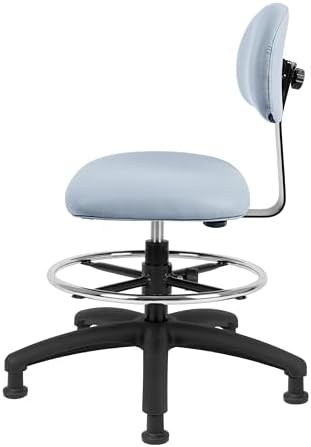 FSS Series Square seat Mid (19"-27") seat Height Chair. Vinyl-for Office, Garage, Desk, Shop, Computer, Doctor, Medical, Easy to Clean! 18" Footring (Gray, Mid Stool, Glides)