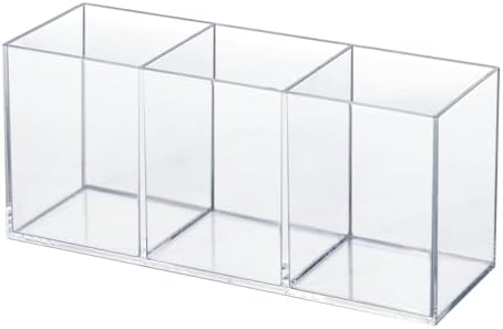 elysolpluv Clear Acrylic Silverware & Pen Organizer Caddy, Transparent Plastic Silverware Holder, Perfect for Office, Bedroom, and Bathroom Storage