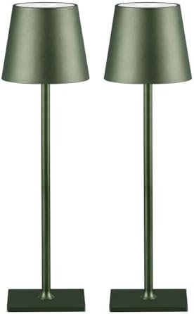 2 Pack Cordless Rechargeable Table Lamp, Battery Operated LED Lamp, Green