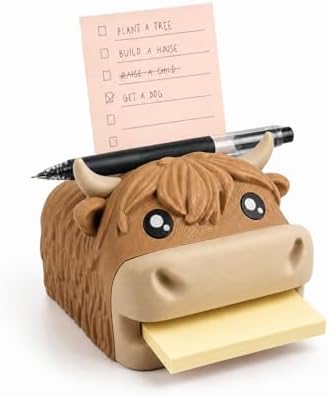 Highland Cow Sticky Note Holder, 3D Printed Desk Organizer