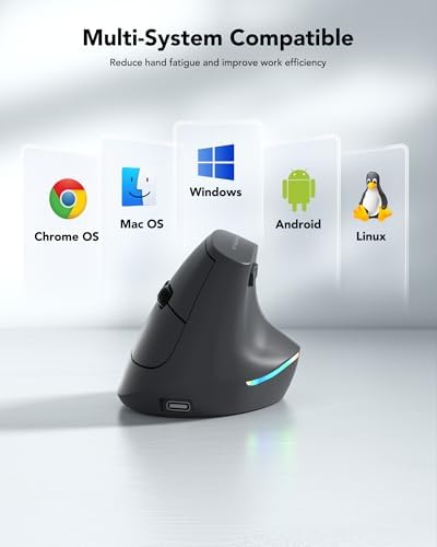 57° Wireless Ergonomic Mouse, Rechargeable Bluetooth Optical Mice