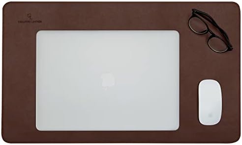 Gallaway Leather Desk Mat - Office Writing Desk Pad, Medium 24" x 14" Dark Brown, Gift Ready Elegant Computer Desk Cover Protector