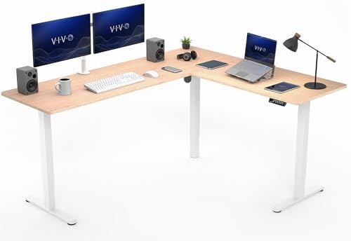 VIVO Real Bamboo 75 x 63 in Corner Standing Desk, DESK-E3CTWO-75
