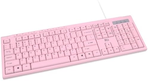 Rii RK907 Ultra-Slim Compact USB Wired Keyboard for MAC and PC-Pink
