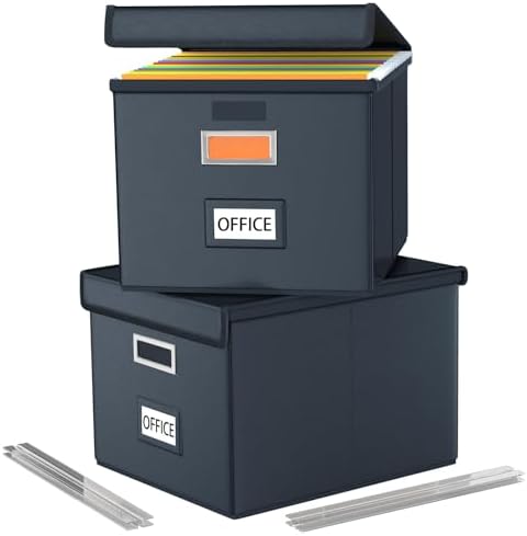 File Organizer Box with Lids, Collapsible File Folder Organizer