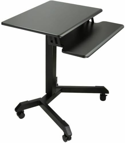 Victor High Rise Mobile Adjustable Standing Desk with Keyboard Tray, 25.6 x 17.7-Inch, Height-Adjustable Rolling Computer Desk from 29.5" to 45.3", Black