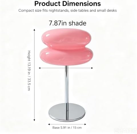 Bedroom Mushroom lamp, Medieval Modern Bedside Table lamp, dimmable Retro Egg Tart Headlight, Unique Home Mushroom Decoration Aesthetic Lovely Living Room Desk lamp (Pink)