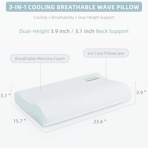 Cervical Neck Pillow for Neck Pain Relief, Neck Support Pillows, Contour Memory Foam Pillow, Orthopedic Pillow for Side Back Stomach Sleeper, Cooling Removable Pillowcase, Medium Soft