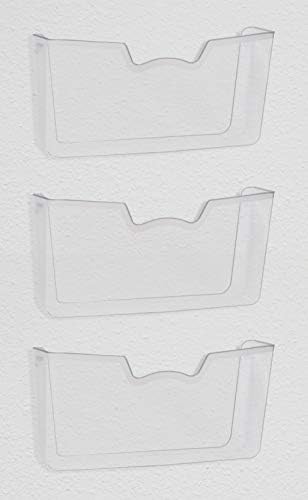 Simple Houseware Clear Wall Mount Single Pocket Hanging File Holder, 3-Pack