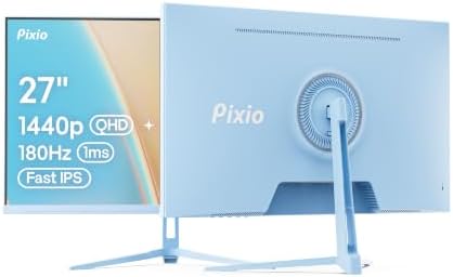 Pixio PX278 Wave Blue 27 inch 180Hz Refresh Rate Quad HD 1440p Resolution Fast IPS Panel 1ms GTG Response Time Built-in Speakers Gaming Monitor with AMD FreeSync