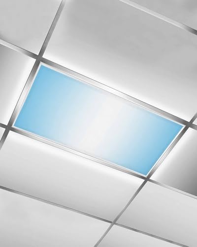 Blue White Magnetic Fluorescent Light Covers for Ceiling Lights 2 x 4 Feet,Geometric Minimalist Stripe Country Decor Office Classroom Kitchen Drop Ceiling Light Covers Lighting Filters Shade 1 Pack