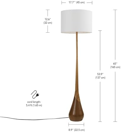 Novogratz x Globe Harrington 65 in Floor Lamp, 2-Tone Wood-Tone Base