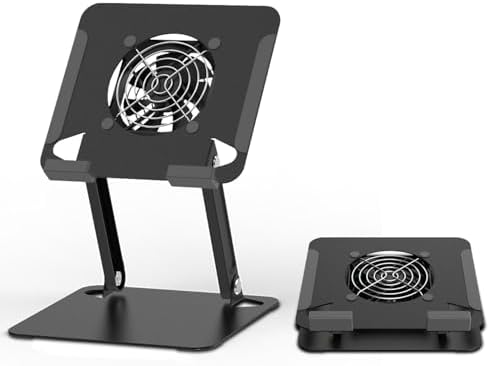 Cooling Stand for Surface Pro,Tablet Cooler Stand Holder with Quiet Fan Heavy Duty for iPad Pro Air Series,Microsoft Surface Series,Samsung Galaxy Tabs,Portable Monitor...Up to 15'' Tablets-Black