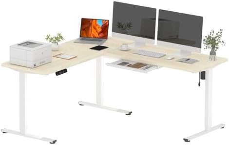 SANODESK 71x63 Electric L-Shaped Corner Standing Desk with Storage