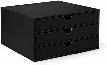 UnionBasic Document Organizer, 3-Drawer File Cabinet Document Storage Box, Office Desktop Filing Organizer, Black