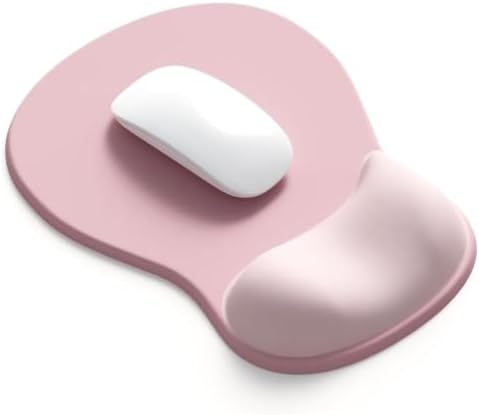 Ergonomic Mouse Pad with Gel Wrist Support, Comfortable Wrist Rest Mousepad with Non-Slip PU Base for Pain Relief, Desk, Home & Office, Pink Serenity