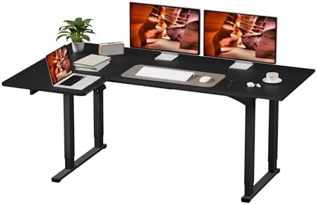 71x43'' 4 Leg L-Shape Large Standing Desk,Electric Desk for Home