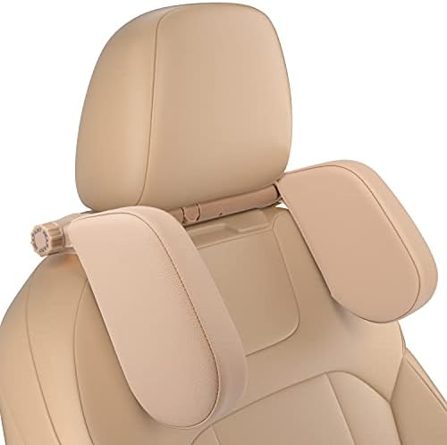 JZCreater Car Headrest Pillow, 180°Adjustable Car Headrest, Head Neck Support Pillow, U- Shaped Design, Travel Sleeping Car Headrest, fit for Car Seat with Bar，Ideal for Kids and Adults (Beige)