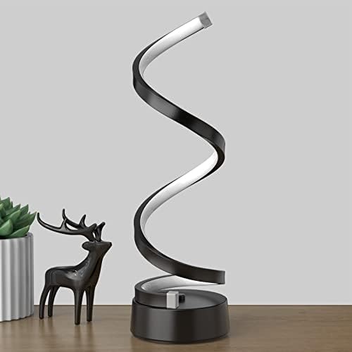 NUÜR Black Spiral LED Table Lamp, Dimmable Bedside Lamp, 15.8 Inch
