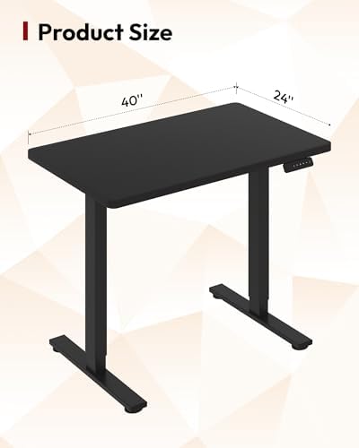 SANODESK One-Piece Electric Height Adjustable Standing Desk 40''x 24''
