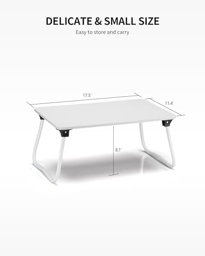 Ruxury Foldable Lap Desk Laptop Stand Bed Desk Table Tray, Breakfast Serving Tray, Portable & Lightweight Mini Table, Lap Tablet Desk for Sofa Couch Floor - White