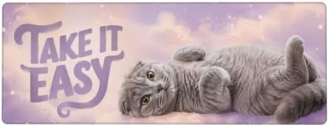 Scottish Fold Cute Mouse Pad Mouse Pads for Desk 11.8x31.5 in Pink