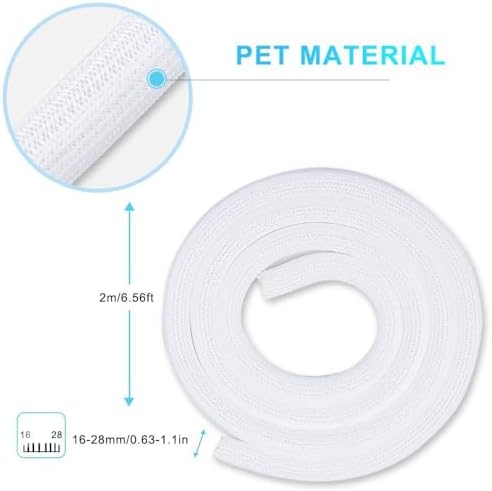 AGPTEK Cable Sleeve, 6.6ft - 2/3 inch Cable Management Cord Hider, White