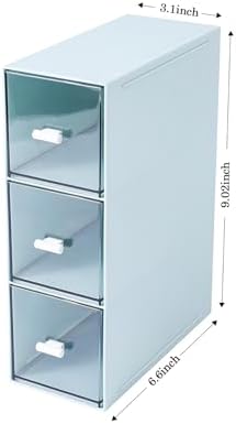 MILULUGO Plastic 3 Drawer Organizer for Cosmetic Storage, Desk Organizer, Makeup Organizer for nail polish, Lipstick, Brushes, Jewelry, Skincare, Bathroom Organization Boxes - Blue