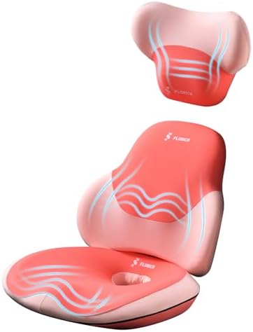 FLORICH Seat Cushion and Lumbar Support Pillow for Office Chair Car Neck Headrest Pillow Memory Foam Seat Pads Pressure Relief Back Cushion and Carseat Pads(Dark Pink)