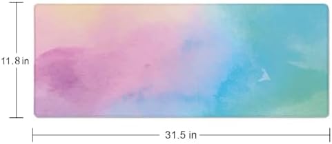 Large Gaming Mouse Pad with Stitched Edges, Watercolor Batik Desk Mat Extended Keyboard Pad, Non-Slip Rubber Base Desk Pad for Keyboard and Mouse, 31.5X11.8 inch