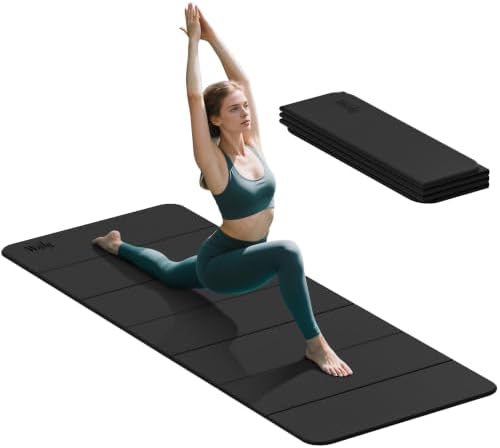 Foldable Yoga Excercise Mat 71"L x 24"W, Odourless Light Weight POE Mat For Home Fitness and Gym Workouts, 1/4 inch Non-slip design for All Types of Yoga Pilates
