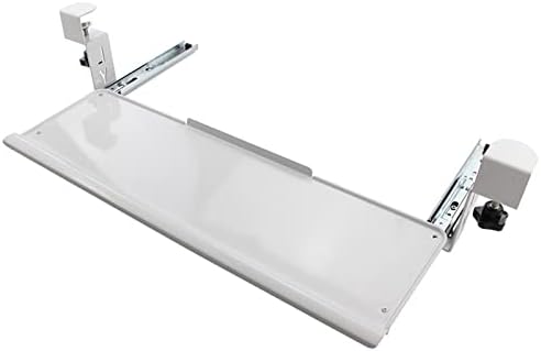 Black/White Sliding Keyboard Tray Under Desk With Slide - Slide-Out Keyboard Drawers Clamp-On - Ergonomic Desk Extender - Pull- Out Tray 52/65/75X25Cm, Wrist Rest Arm Support.White-60cmx20cm(24x8Inch