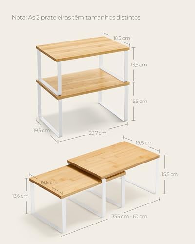SONGMICS Cabinet Organizer Shelf, Set of 2 Spice Rack, Kitchen Storage