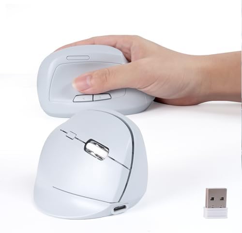 Bluetooth Wireless Vertical Mouse - Ergonomic Design, Rechargeable with Type-C, Silent Operation for Office and Home Use, Ideal for Professionals & Students (Blue)