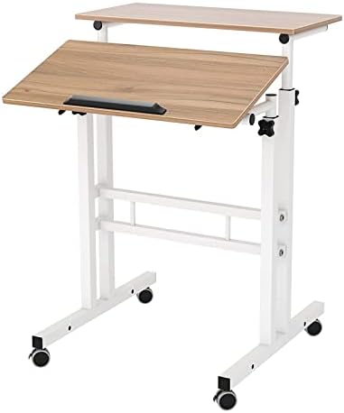 soges 23.6inch Height Adjustable Desk Laptop Desk on The Wheels, Oak