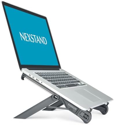 K7 Laptop Stand, Foldable Portable Laptop Stand,Black, Lightweight Ergonomic Laptop Riser for Desk for Laptops universial fit,one Step for Open & Close Design,Compact for Travel,Office,Home,Library