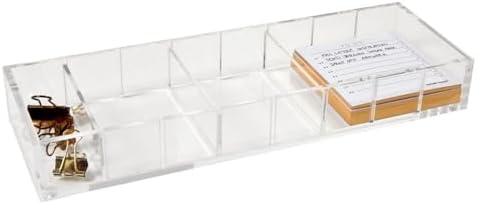 russell+hazel Acrylic Desk Organizer Tray with 3 Dividers, Clear