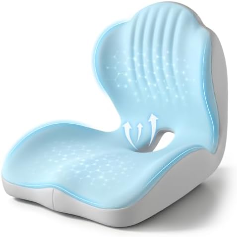 Ergonomic Seat Cushion for Office Chairs Lumbar Support Pillow, Blue