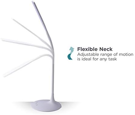 PureOptics LED VLED1819-BD Battery LED Desk Lamp, Dimmable with Adjustable Color Temperature, 4 Hour Battery Life, Rechargeable, Eco Friendly, White
